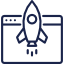 icône représentant la réactivité avec un écran et une fusée